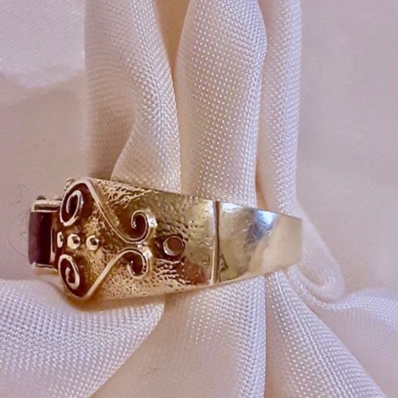 Rare Natural Pink Zircon 10K Yellow Gold Rg Sz 8 4.3g - Picture 2 of 6